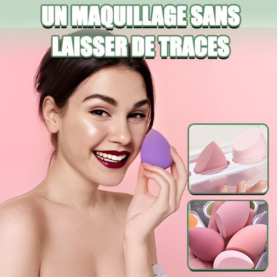 Éponge à maquillage | SilkyEgg™ Lot de 4 éponges & boîte de rangement