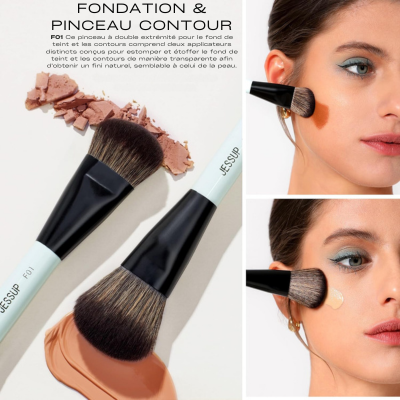 Pinceaux maquillage | Ensembles pinceaux professionnels Jessup Collection Bright Cyan