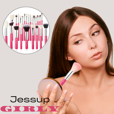 Pinceaux maquillage | Ensemble de 25 pinceaux professionnels Collection Rose-Carmin de Jessup