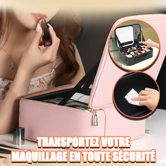 Mallette maquillage | Rangement cosmétiques avec miroir au LED - Divine III™